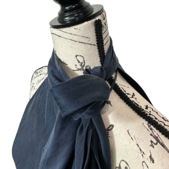 Ralph Lauren 100% Silk Navy Blue Halter Neck Tie Blouse, 10P - Picture 2 of 9